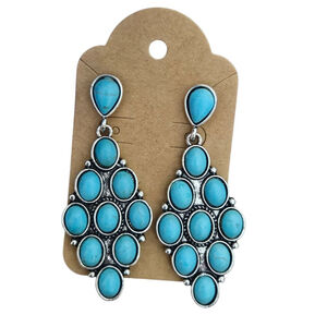 Western Style Boho Dangle Faux Turquoise Stone Earrings